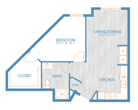 The Residences at Stone Creek in Milton, Washington One Bedroom Floor Plan